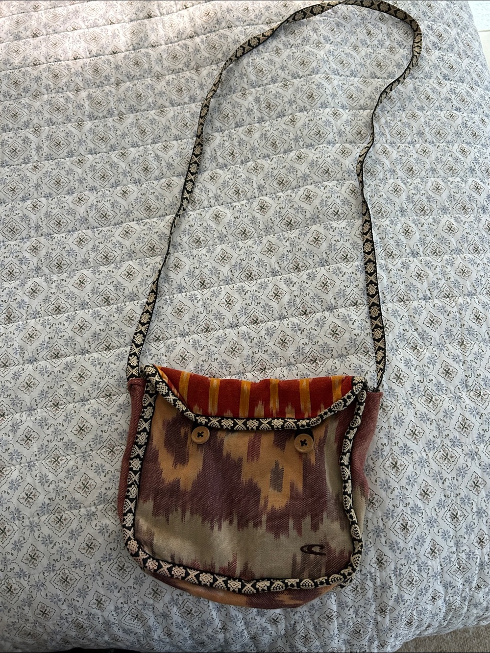 Boho ONeill Ikat Crossbody Bag in Rust & Tan